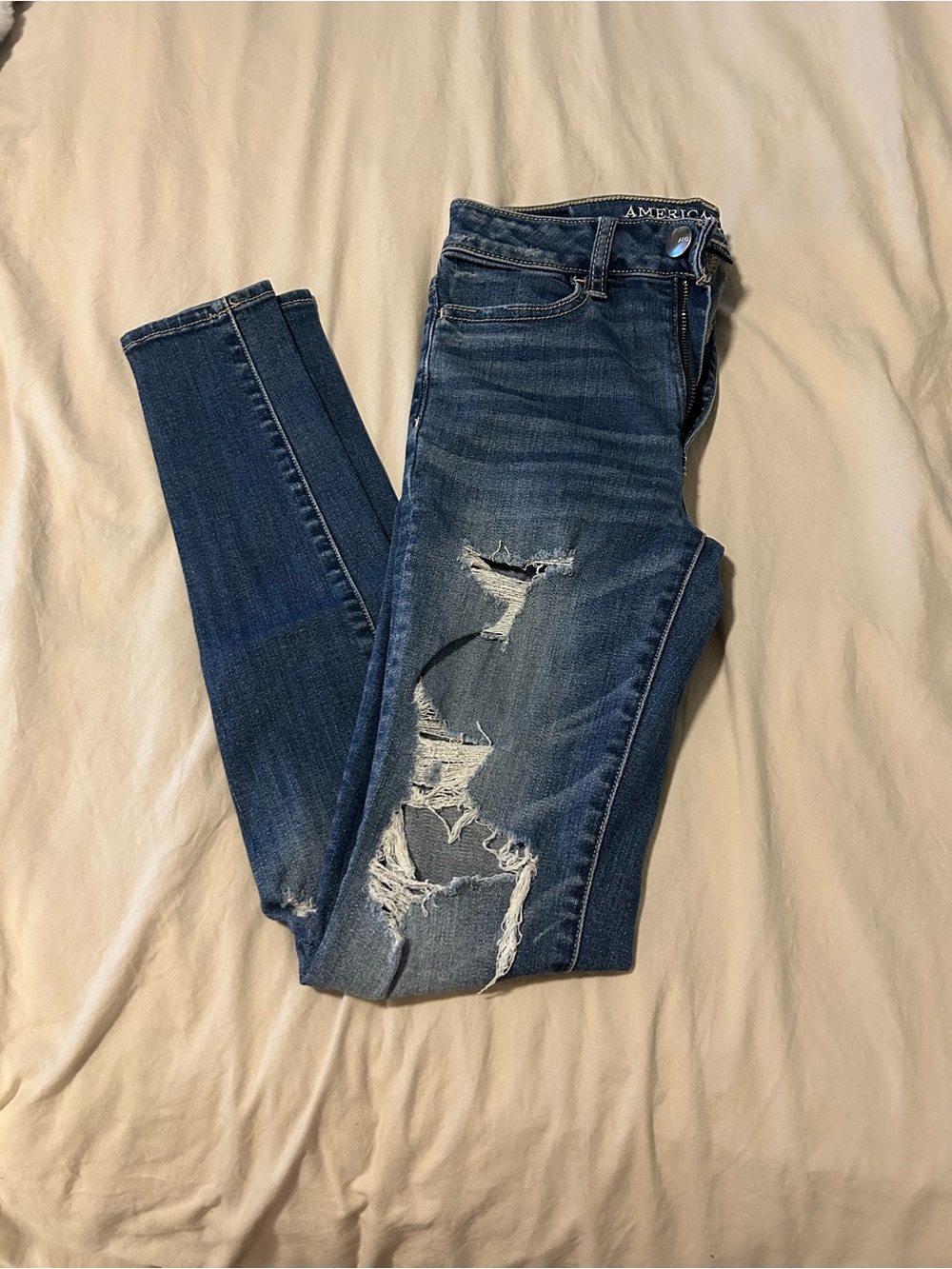 American Eagle Outfitters Women's Ripped Skinny Jeans - Dark Blue